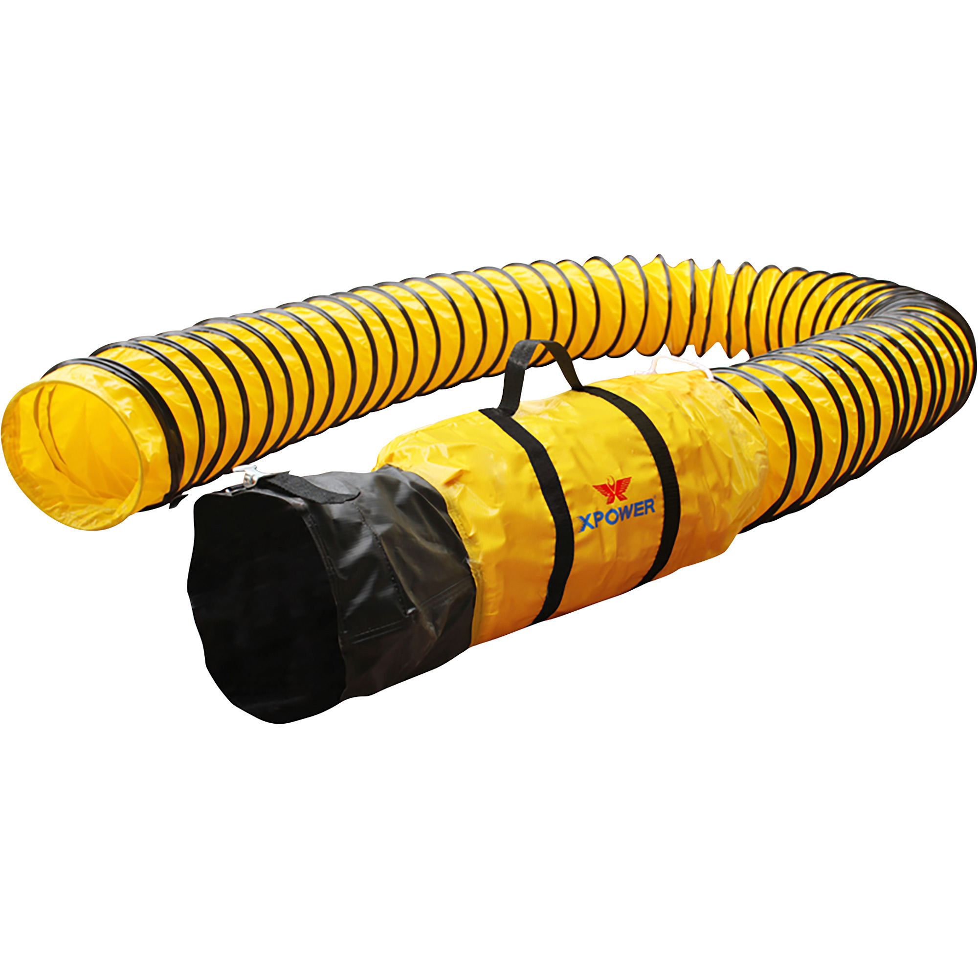 XPower Ducting Hose - 8in. Dia. x 25ft.L, PVC Vinyl-Coated Polyester, Adjustable Clamp, Model# 8DH25